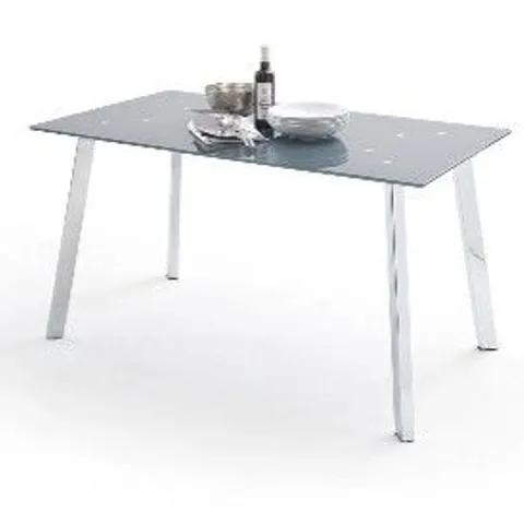 BRAND NEW & BOXED ZUMBA 4 PERSON GLASS TOP DINING TABLE - CHROME LEGS (2 BOXES)