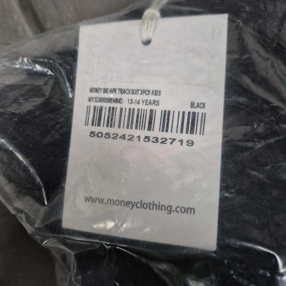 Money Clothing Kids' Tracksuit – 3pc Set, Black, 13-14 Years