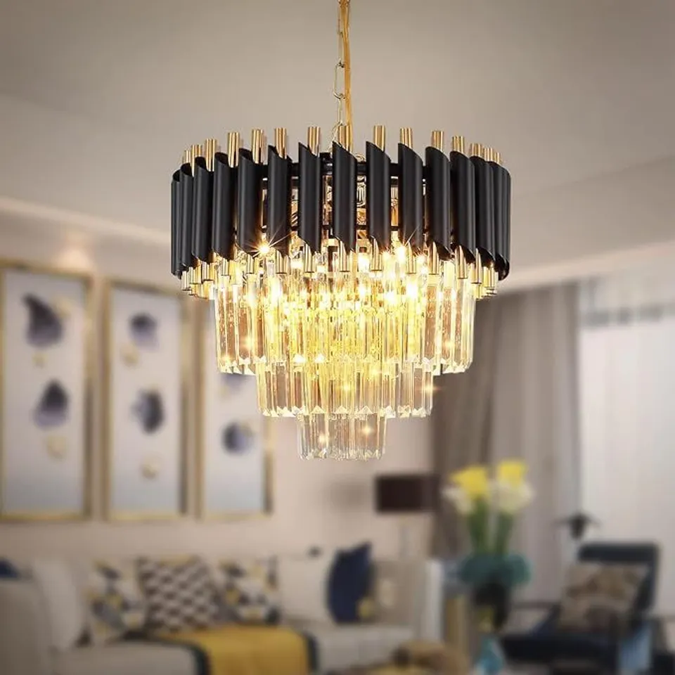 BOXED MODERN CRYSTAL CHANDELIER 3-TIER CHANDELIER CRYSTAL ROUND CHANDELIERS PENDANT LIGHT FOR DINING ROOM BEDROOM LIVING ROOM FOYER FARMHOUSE ( 1 BOX)