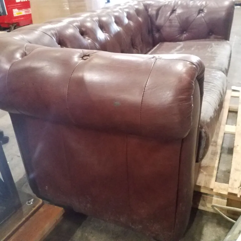 2 SEATER SOFA - BROWN FAUX LEATHER