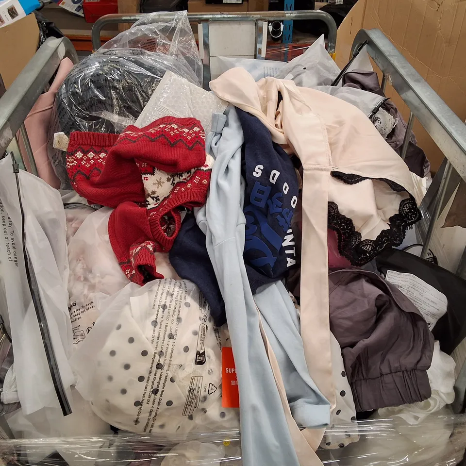 CAGE CONTAINING ASSORTED CLOTHING