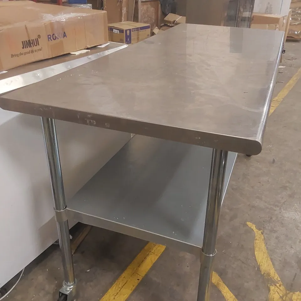 ADEXA COMMERCIAL STAINLESS STEEL CATERING TABLE ON WHEELS 