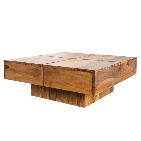 BOXED THEDA SOLID WOOD PEDESTAL COFFEE TABLE 