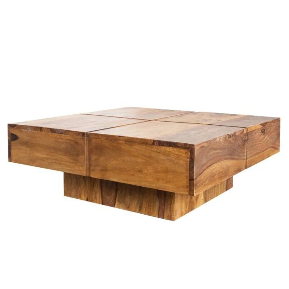 BOXED THEDA SOLID WOOD PEDESTAL COFFEE TABLE 