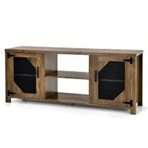 BOXED COSTWAY TV STAND FOR TVS UP TO 65 INCHES, WOODEN FARMHOUSE TV CABINET MEDIA ENTERTAINMENT CENTER WITH ADJUSTABLE SHELVES, HOME LIVING ROOM BEDROOM CONSOLE TABLE (MESH DOORS, 147 X 40 X 60CM)