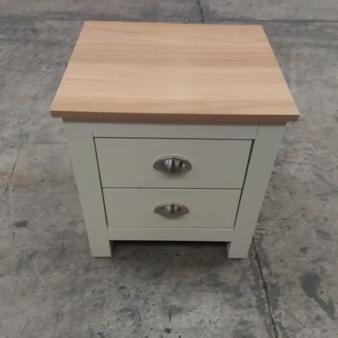DESIGNER 2 DRAWER WOODEN BEDSIDE TABLE