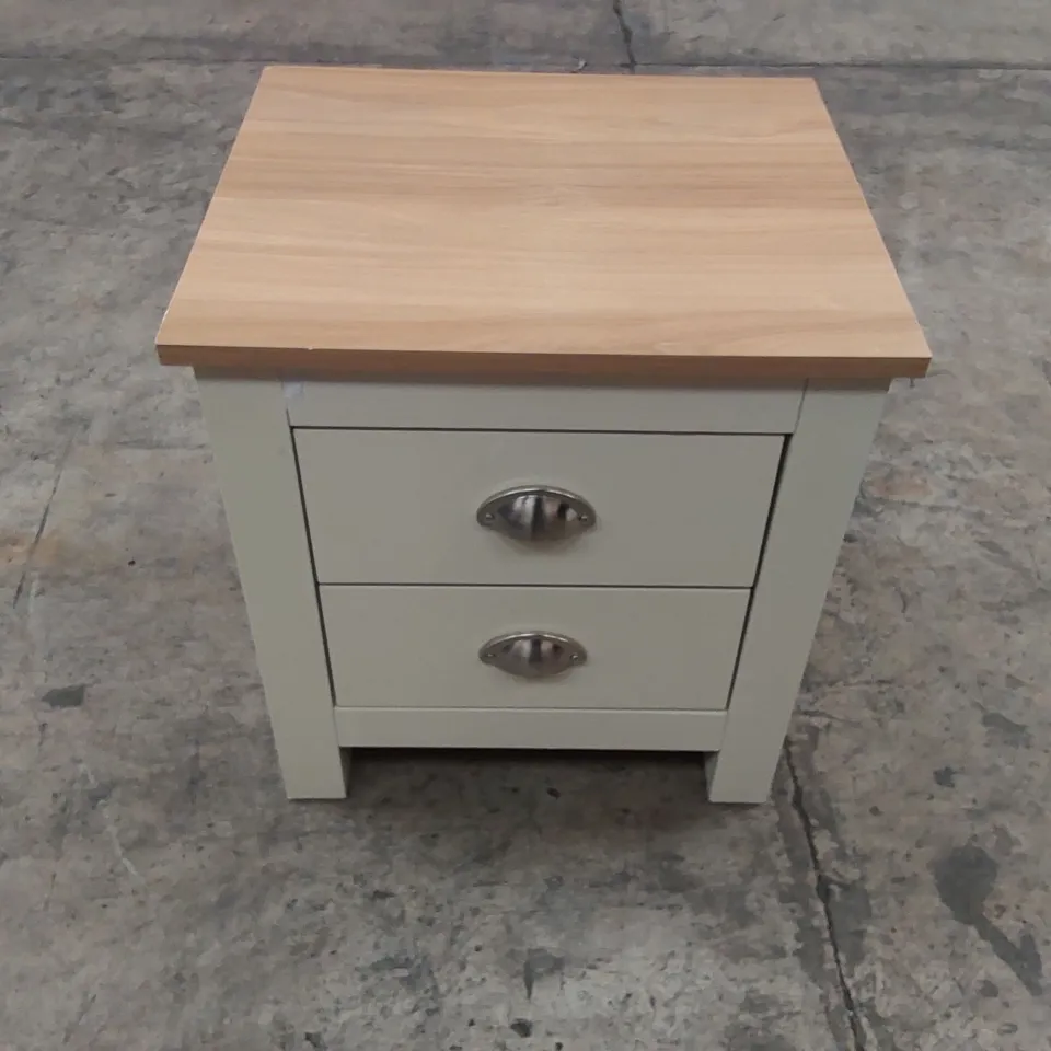 DESIGNER 2 DRAWER WOODEN BEDSIDE TABLE