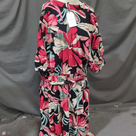 MONSOON FLORAL PRINT MAXI DRESS – PINK/BLACK – XX LARGE – DESIGNED IN LONDON