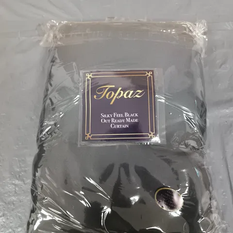 TOPAZ SILKY FEEL BLACK OUT READY MADE CURTAINS - 90 X 90"