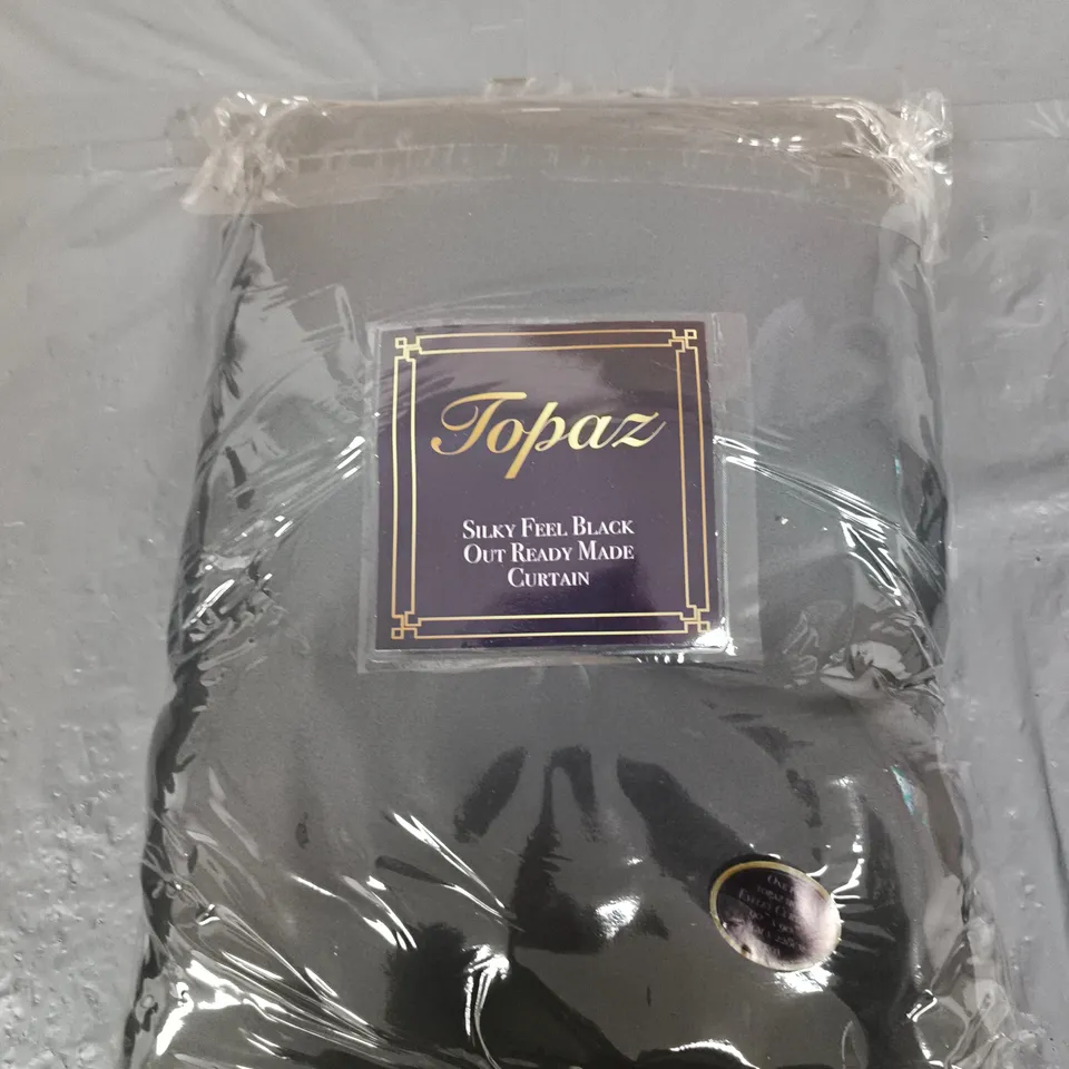 TOPAZ SILKY FEEL BLACK OUT READY MADE CURTAINS - 90 X 90"
