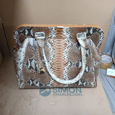 LA MAREY 100% GENUINE PYTHON LEATHER TOTE BAG WITH DETACHABLE SHOULDER STRAP
