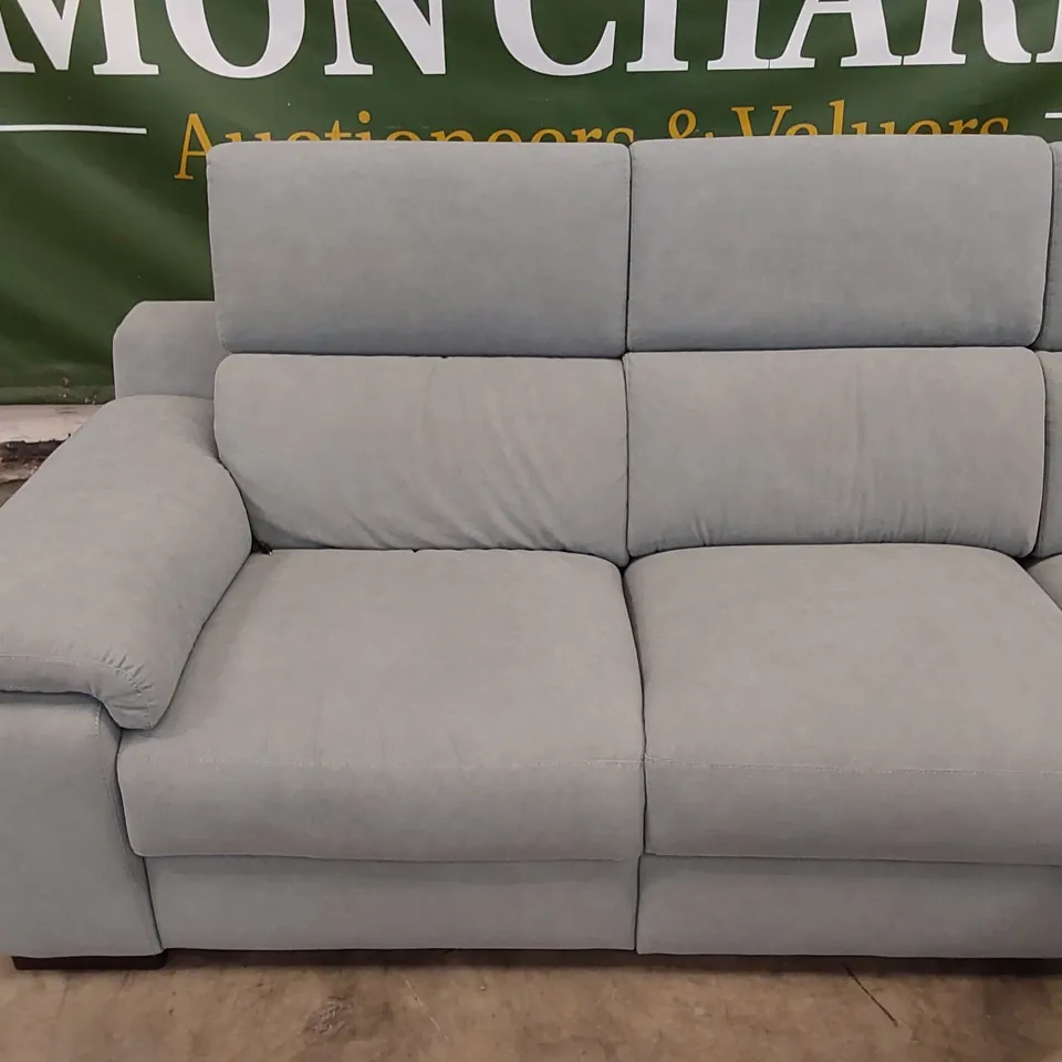 QUALITY DESIGNER ITALIAN MADE RICCARDO GREY FABRIC UPHOLSTERED ELECTRIC RECLINING CORNER SOFA
