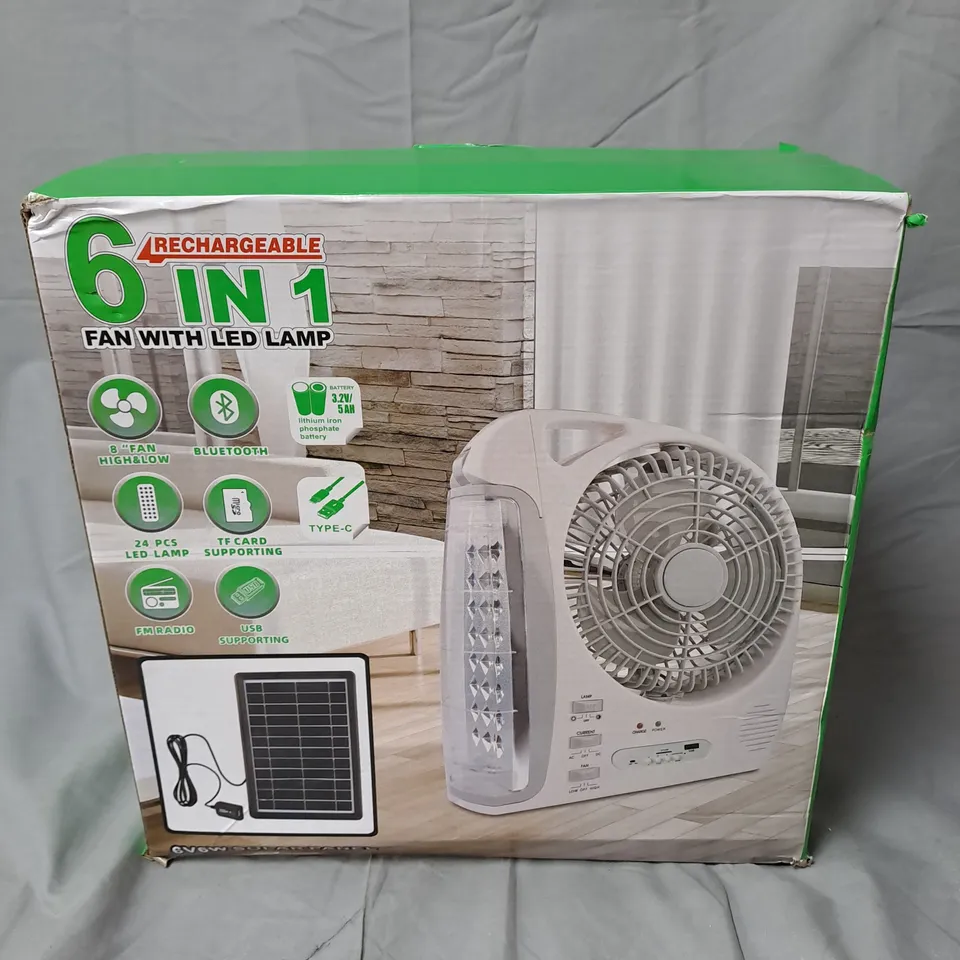 6-IN-1 RECHARGEABLE FAN WITH LED LAMP