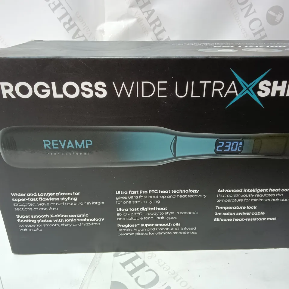 REVAMP PROGLOSS WIDE ULTRA X SHINE CERAMIC HAIR STRAIGHTENER