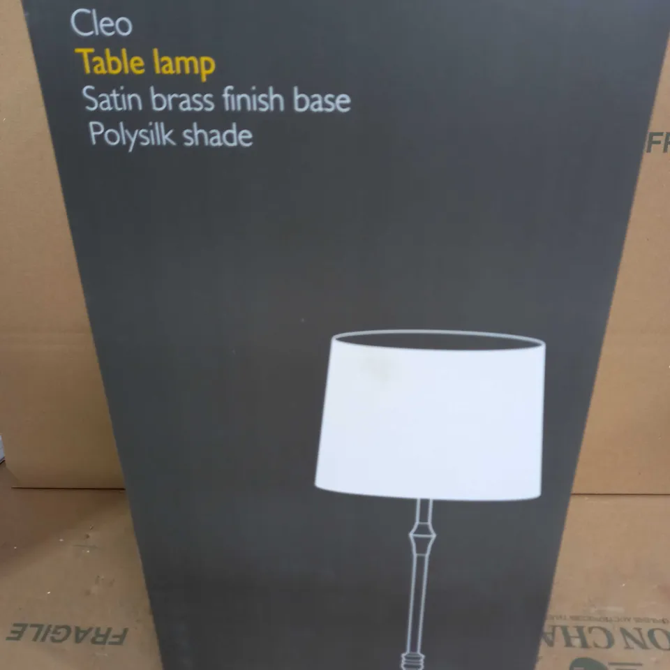 JOHN LEWIS CLEO TABLE LAMP - SATIN BRASS FINISH BASE/POLYSILK SHADE 