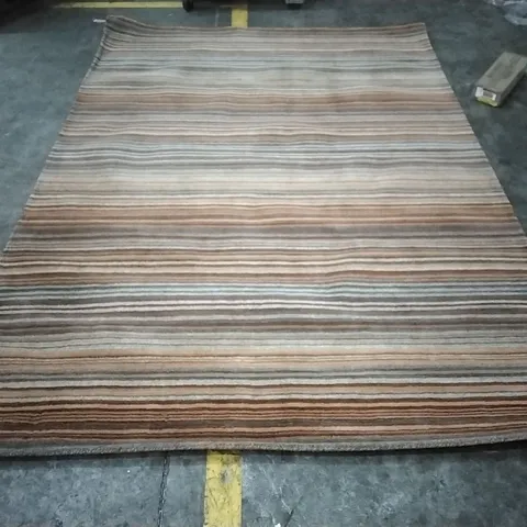 TARREN HANDWOVEN WOOL ORANGE/GREY/GREY STRIPED AREA RUG APPROXIMATELY  290X200CM