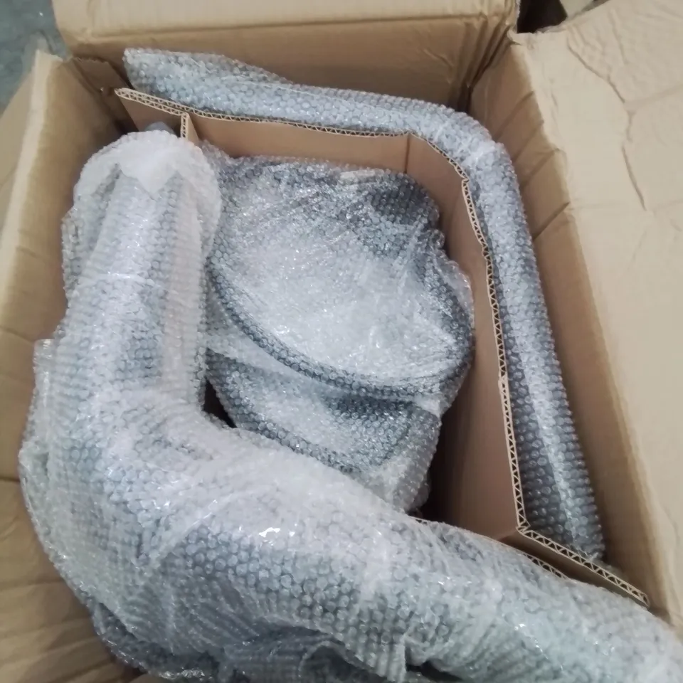 BOXED PAIR OF GREY FABRIC UPHOLSTERED DINING CHAIRS