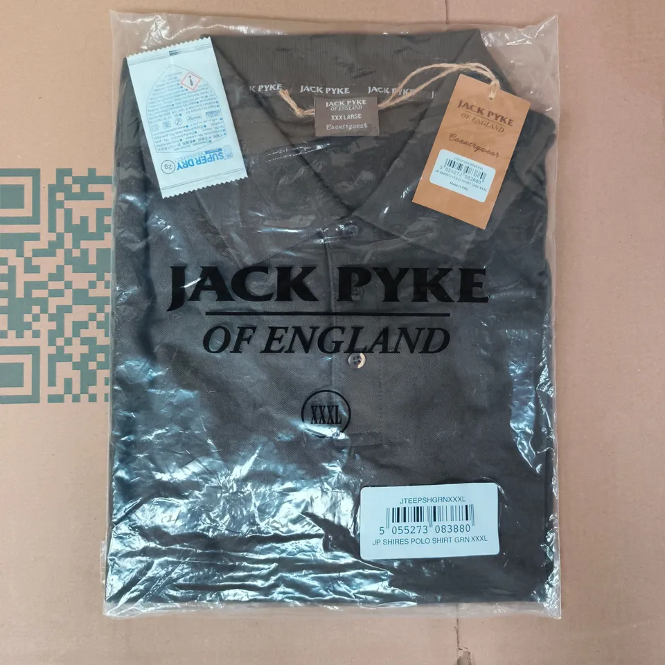 BAGGED JACK PYKE POLO SHIRT IN EARTH GREEN SIZE XXXL