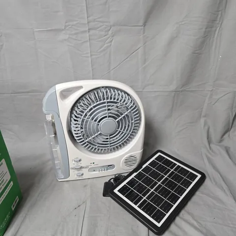 6-IN-1 PORTABLE SOLAR FAN WITH LED LAMP – BOXED 