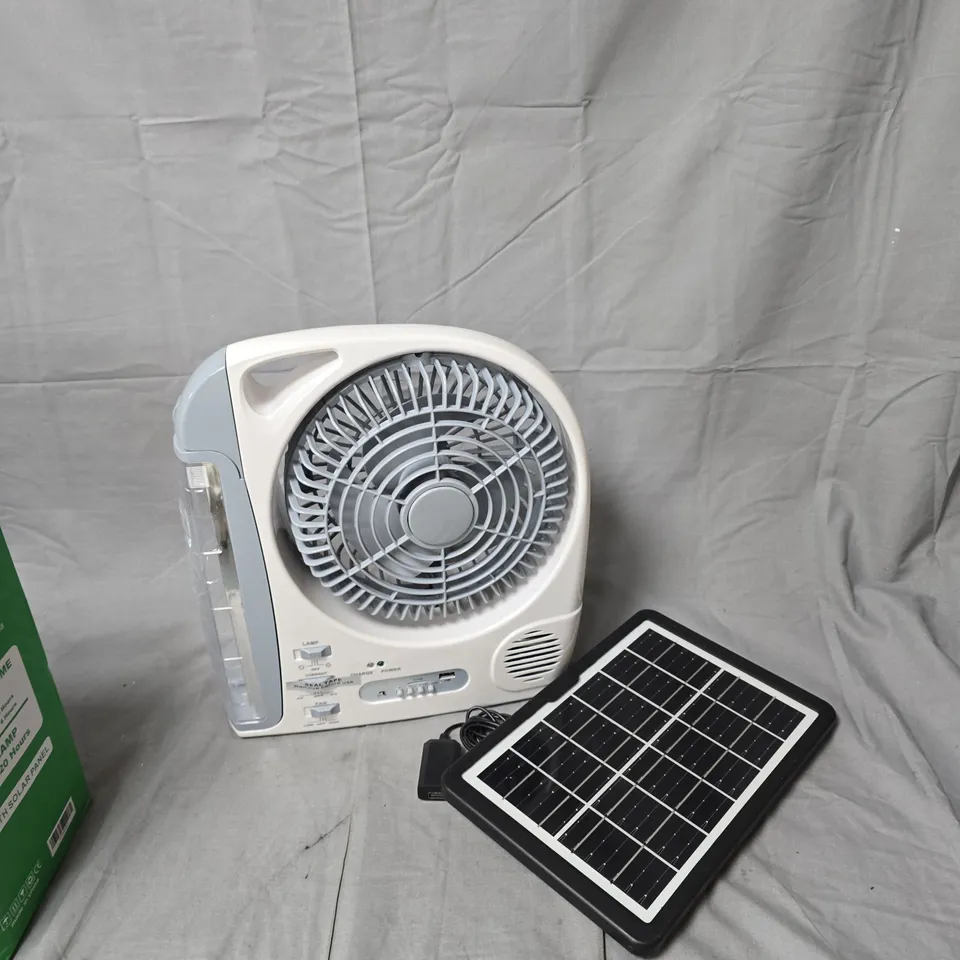 6-IN-1 PORTABLE SOLAR FAN WITH LED LAMP – BOXED 