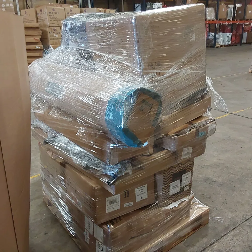 PALLET OF ASSORTED ITEMS INCLUDING: AUTOMATIC CAT LITTER BOX, MATTRESS/TOPPER, CHEST OF DRAWERS, 12" GUILLOTINE MACHINE ECT