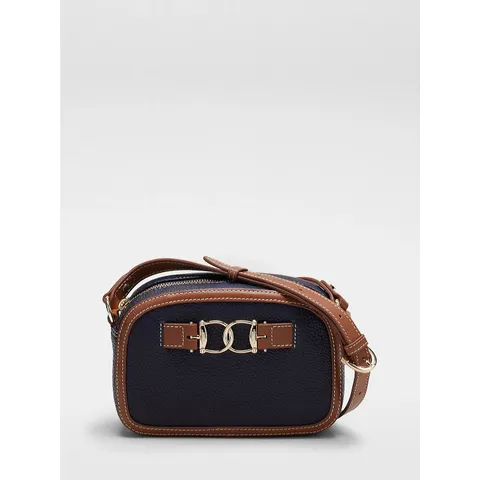 PAUL COSTELLOE SNAFFLE SMALL LEATHER CROSSBODY BAG DARK BLUE