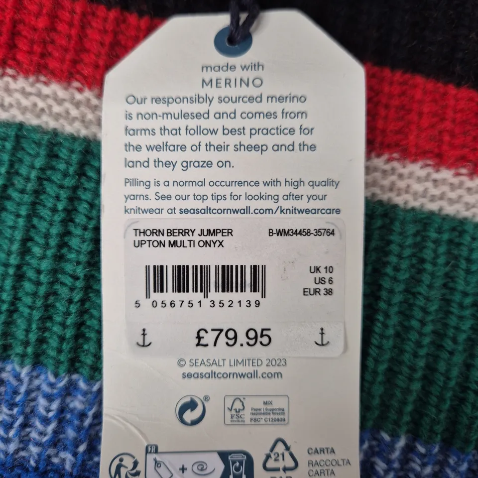 SEASALT CORNWALL THORN BERRY JUMPER – UPTON MULTI ONYX, UK 10