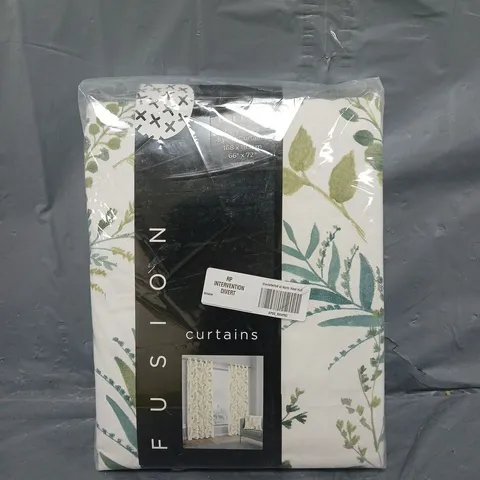 FUSION CURTAINS FERNWORTHY GREEN EYELET CURTAINS 66X72"