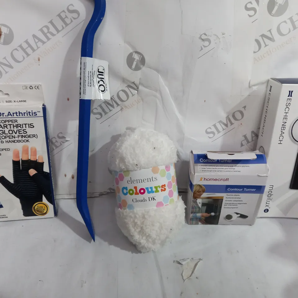 BOX OF APPROXIMATELY 8ASSORTED ITEMS TO INCLUDE - CROWBAR - ESCHENBACH - CONTOUR TURNER ECT
