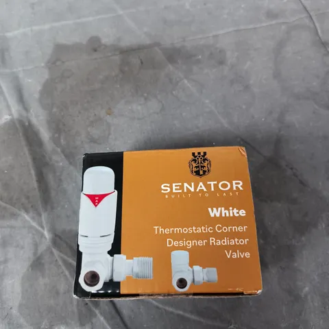 SENATOR THERMOSTATIC CORNER DESIGNER RADIATOR VALVE – WHITE (BOXED)