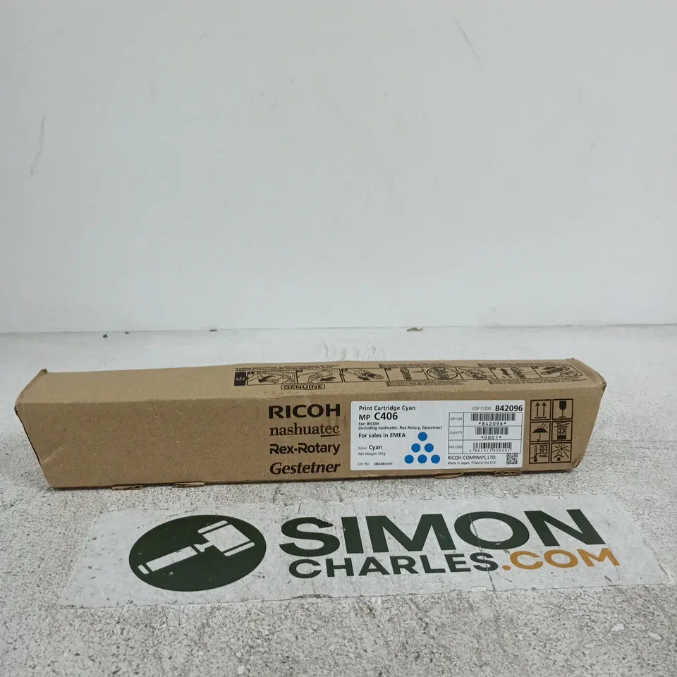 RICOH NASHUATEC REX-ROTARY GESTETNER PRINT CARTRIDGE CYAN MP C406 – SEALED