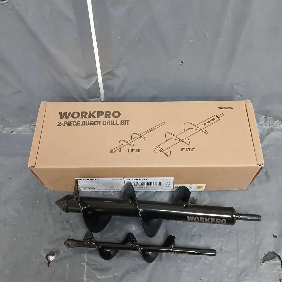 BOXED WORKPRO 2PCE AUGER DRILL BIT IN BLACK