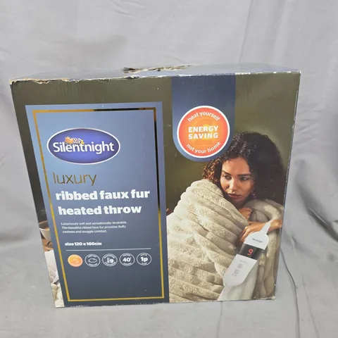 SILENTNIGHT LUXURY RIBBED FAUX FUR HEATED THROW - 120 X 160CM