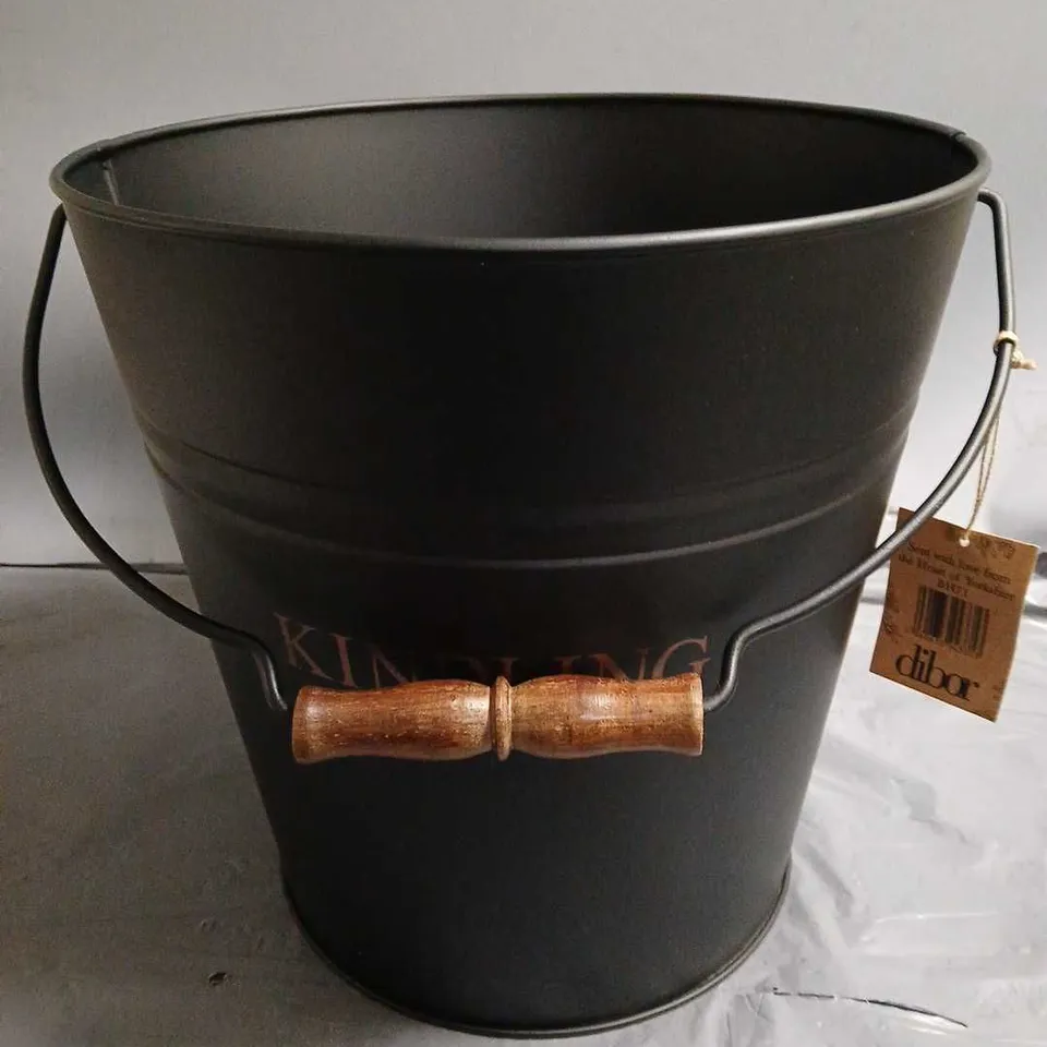 TRADITIONAL BLACK AND COPPER FIRESIDE COAL, LOG STORAGE AND KINDLING BUCKET BASKET