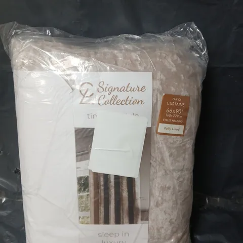 CATHERINE LANSFIELD CRUSHED VELVET EYELET CURTAINS - natural - (66 X 90")