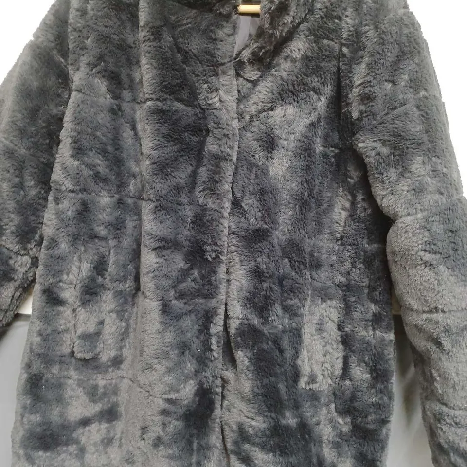CENTIGRADE LONG LINE FAUX FUR COAT SIZE M
