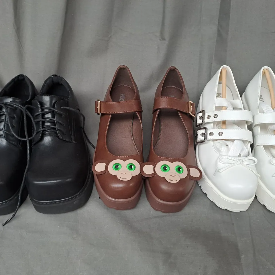 BOX OF APPROXIMATELY 10 PAIRS OF KOI SHOES AND FOOTWEAR ITEMS IN VARIOUS STYLES AND SIZES