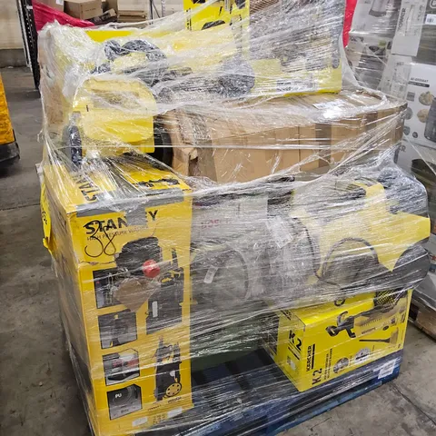 PALLET OF APPROXIMATELY 18 UNPROCESSED RAW RETURN KARCHER, STANLEY AND BOSCH PRESSURE WASHER AND ELECTRICAL CLEANING GOODS TO INCLUDE;