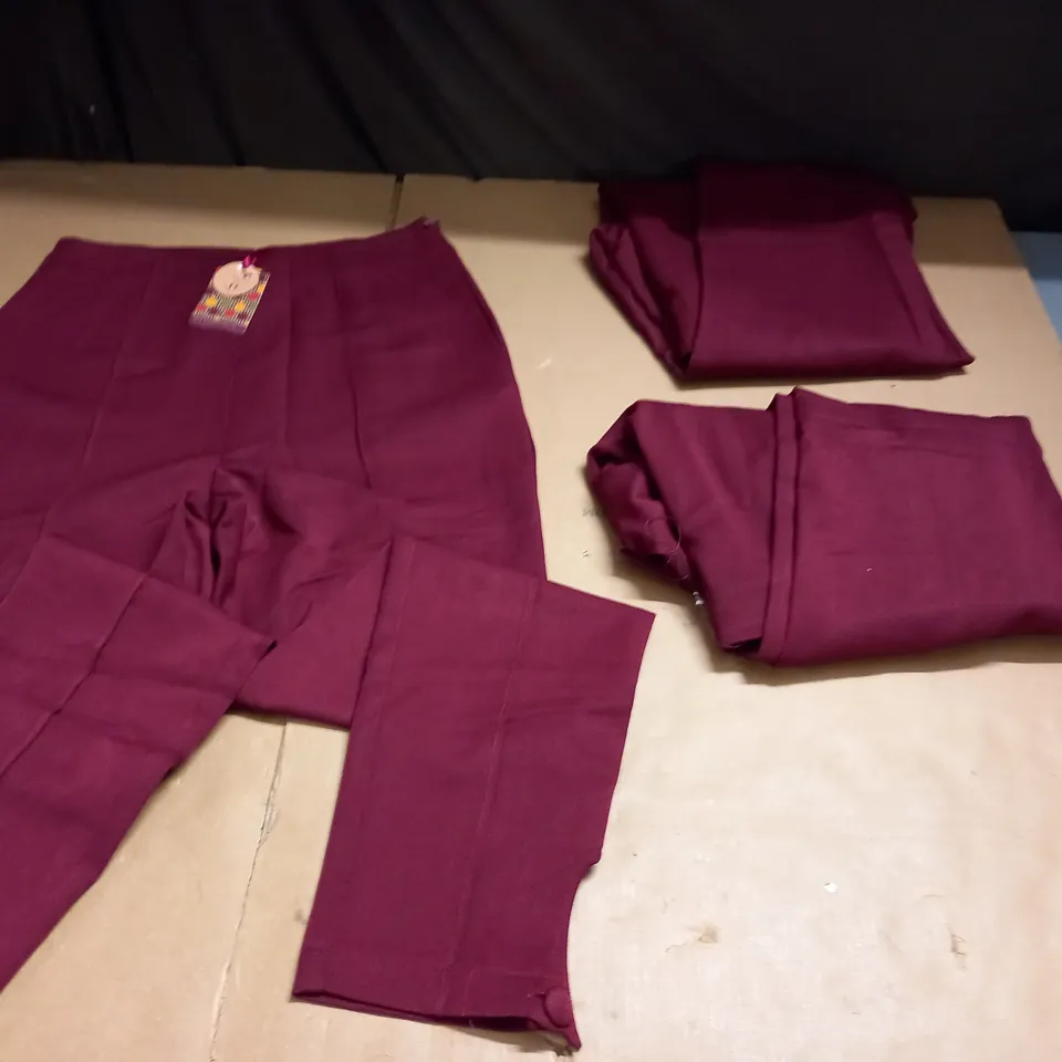 LOT OF 3 DANCING DAYS BURGHUNDY TROUSERS - VARIOUS SIZES