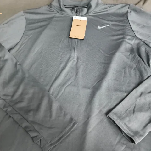 NIKE GREY QUARTER-ZIP TOP – DRI-FIT - LARGE