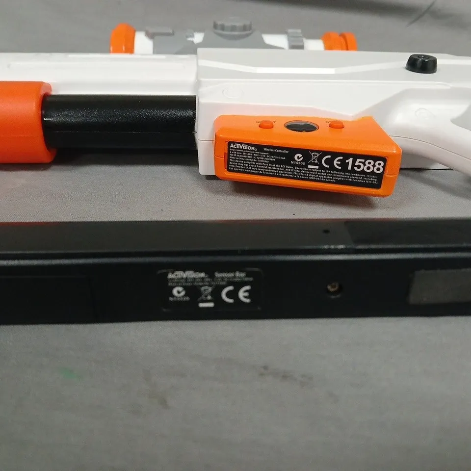 ACTIVISION WHITE & ORANGE GUN THEMED GAMING CONTROLLER