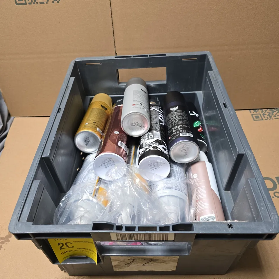 TOTE OF APPROXIMATELY 10 ASSORTED AEROSOL PRODUCTS TO INCLUDE INVICTORY BODY SPRAY, SO SOVAGE BODY SPRAY, SURE, LYNX AFRICA ETC