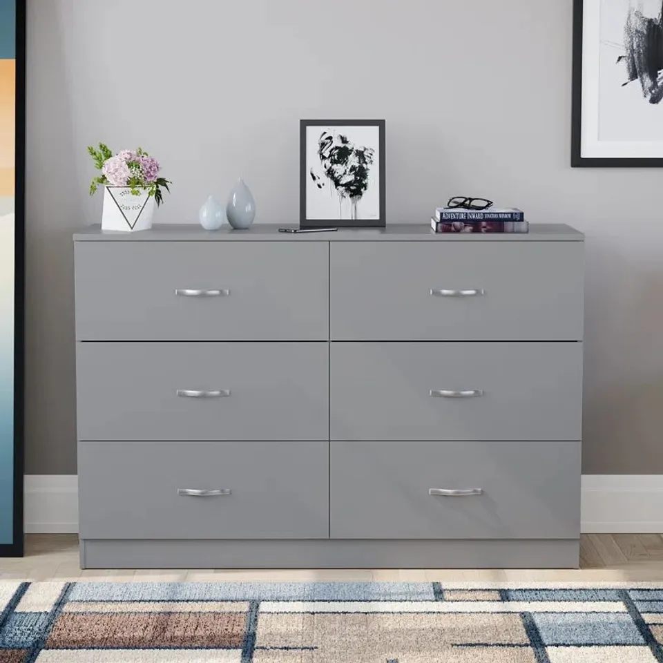 BOXED MAYBERY 6-DRAWER WIDE CHEST OF DRAWERS (2 BOXES)