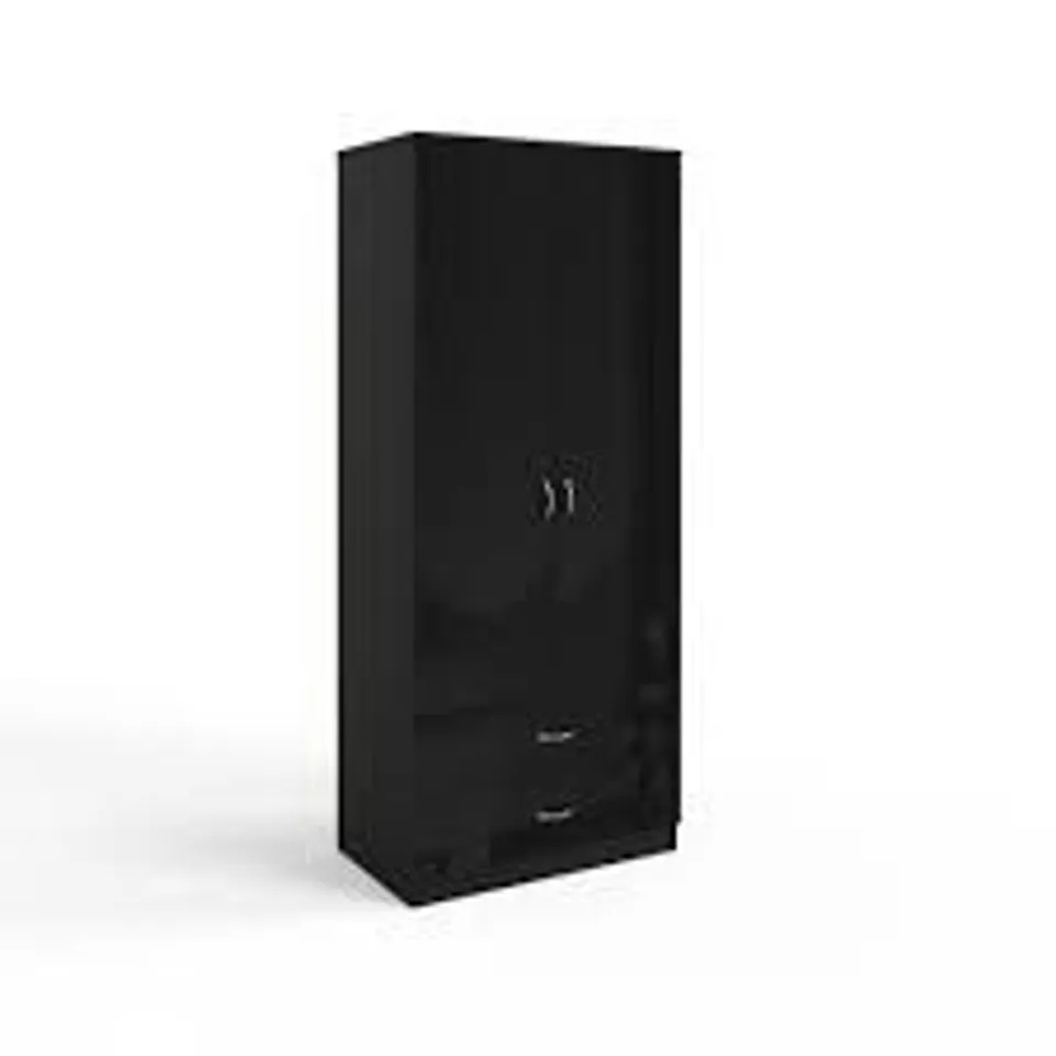 BOXED CHILTON 2 DOOR COMBI WARDROBE - BLACK (2 BOXES)