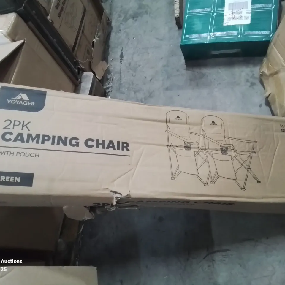 BOXED 2PK OF CAMPING CHAIRS IN GREEN