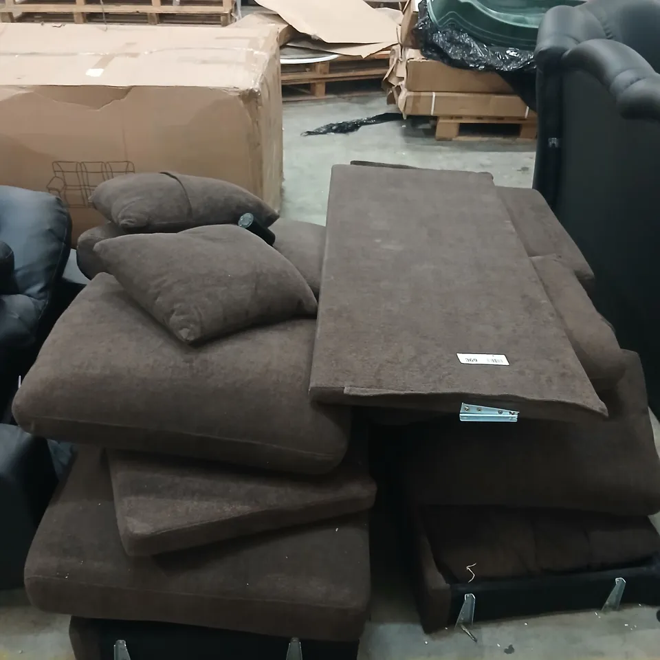 ASSORTED BROWN FABRIC UPHOLSTERY PARTS