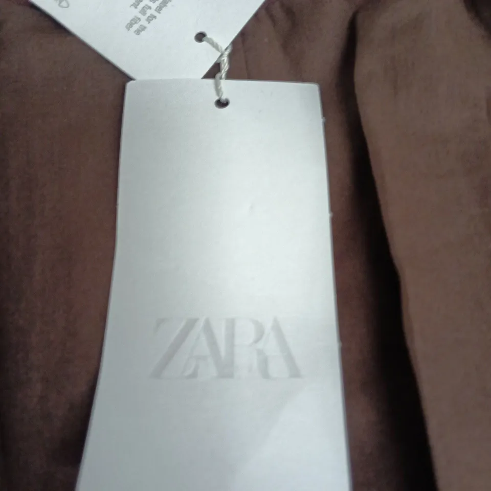 ZARA BROWN WRAP COAT WITH BELT – SIZE L (WOMEN)