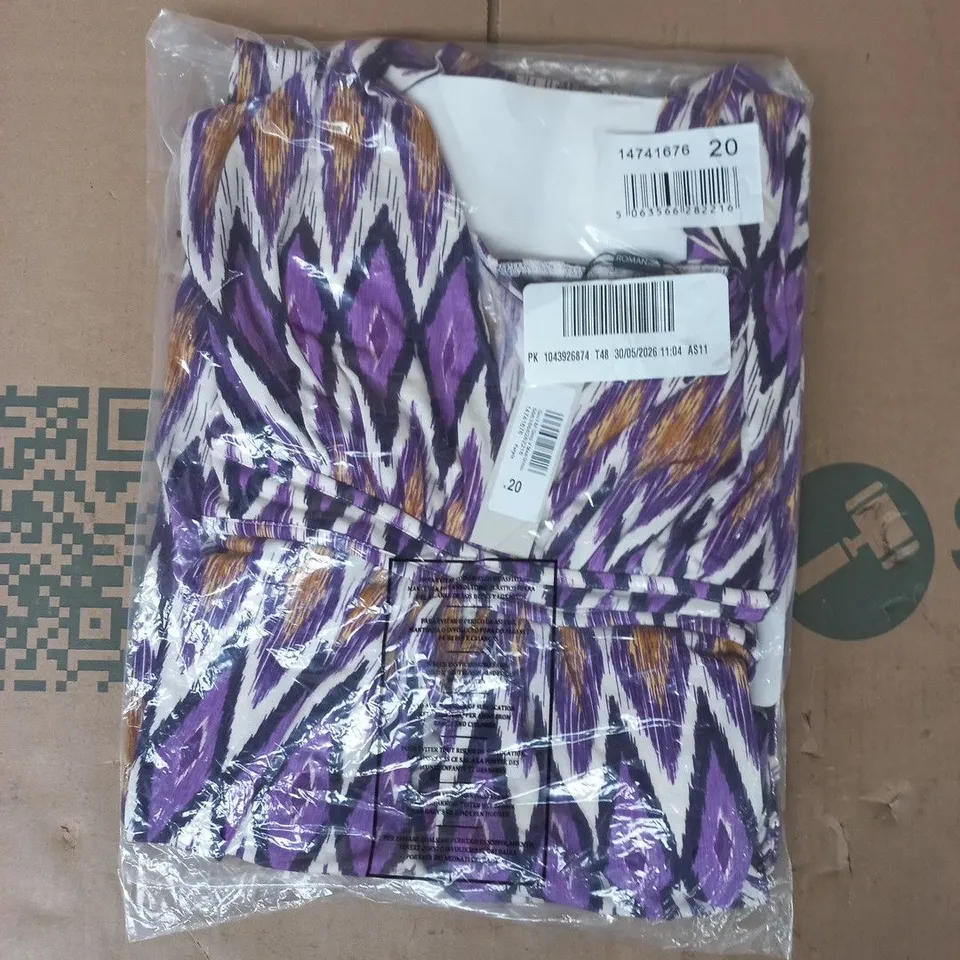 BAGGED ROMAN GEO F&F DEEP V-NECK MAXI DRESS IN PURPLE SIZE 20