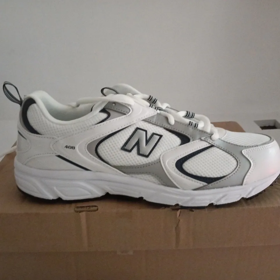 NEW BALANCE 408 WHITE/GREY/BLACK TRAINERS UK 11 BOXED
