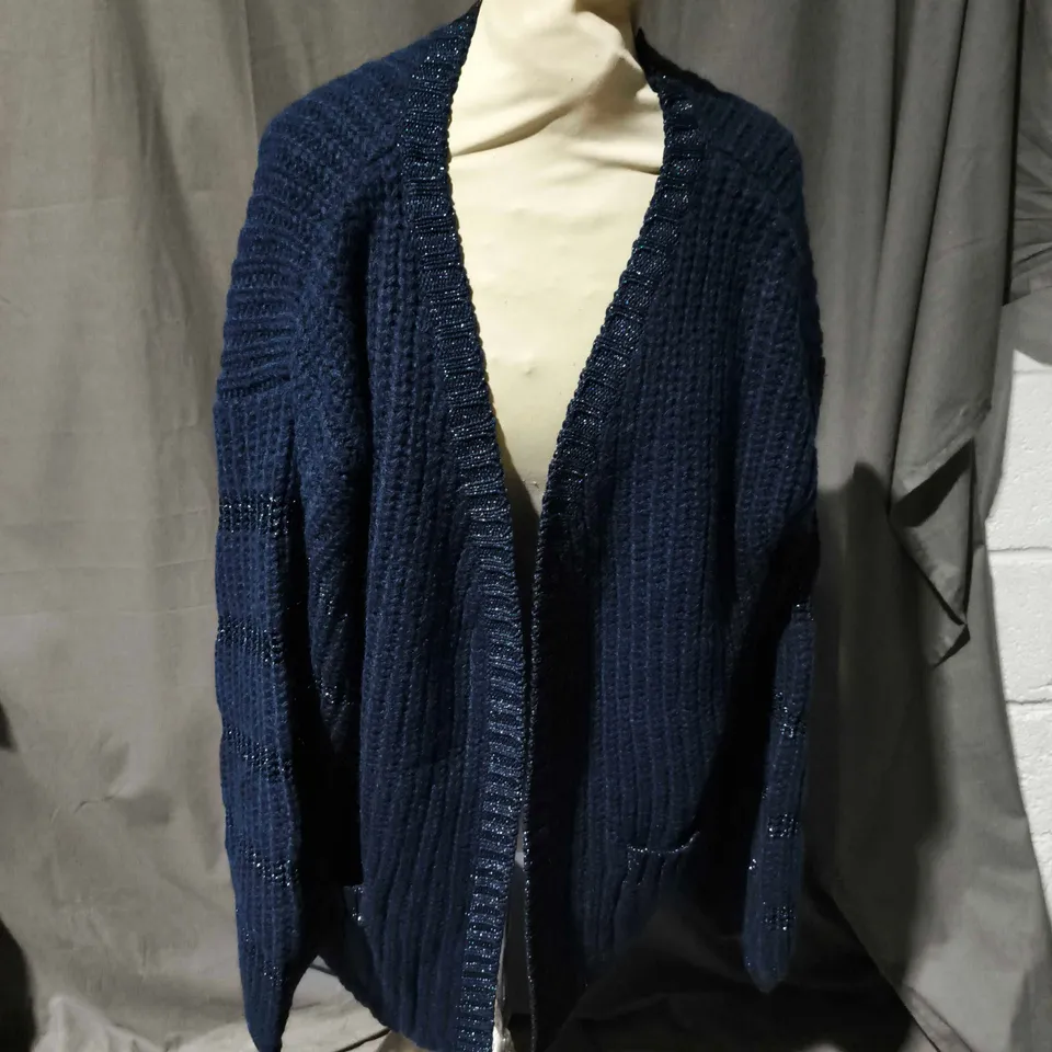 SCAMP & DUDES EDGE TO EDGE CARDIGAN IN NAVY - SIZE 18
